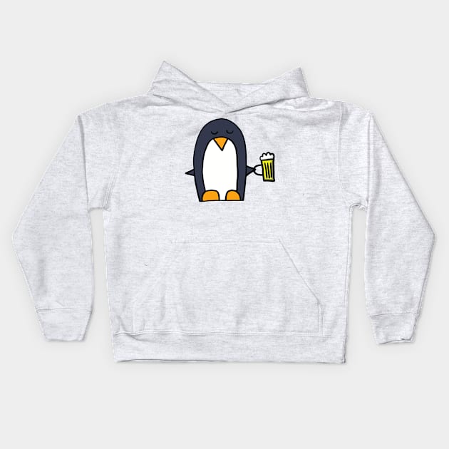 penguin with beer Kids Hoodie by ThomaeArt